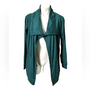 BearPaw Outdoors Tie Neck Teal Draped Fleece Cardigan Size Medium